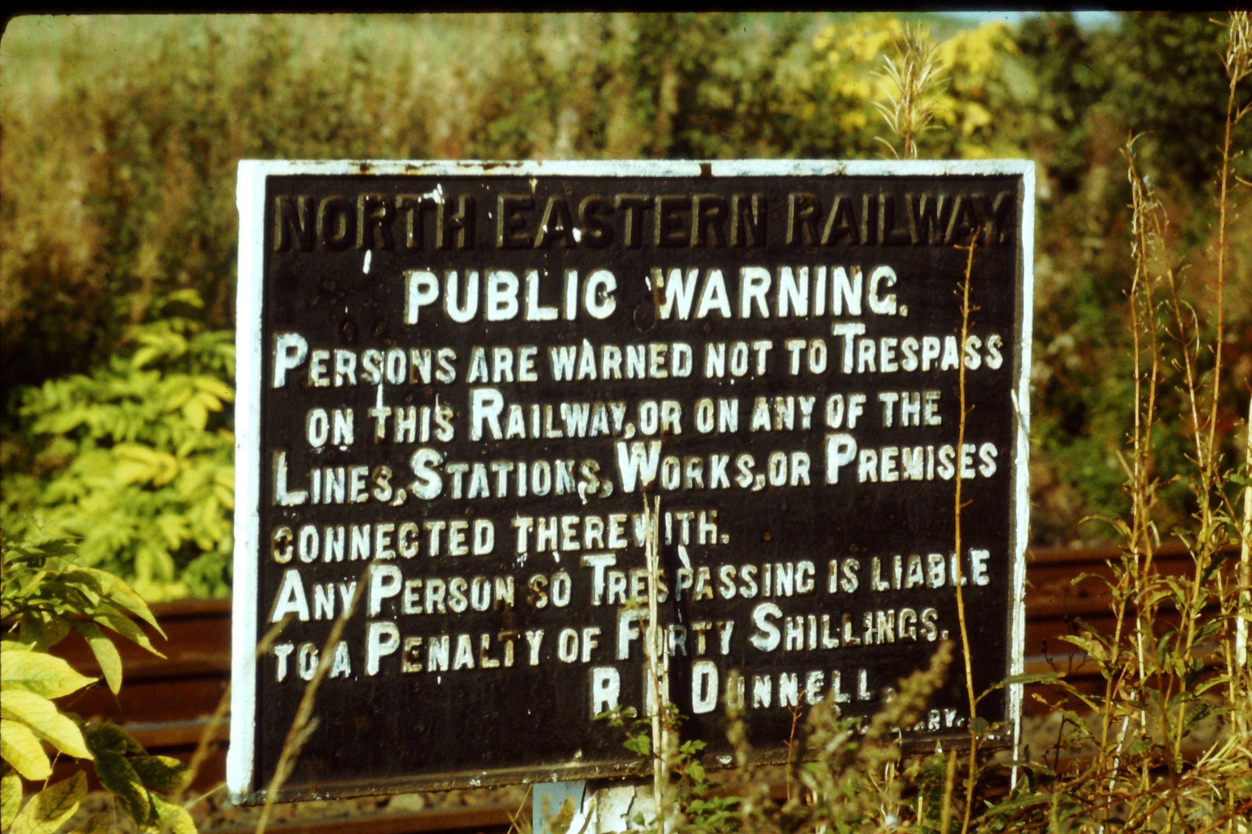 Trespass warning sign at Pelton. Photo Author's Collection