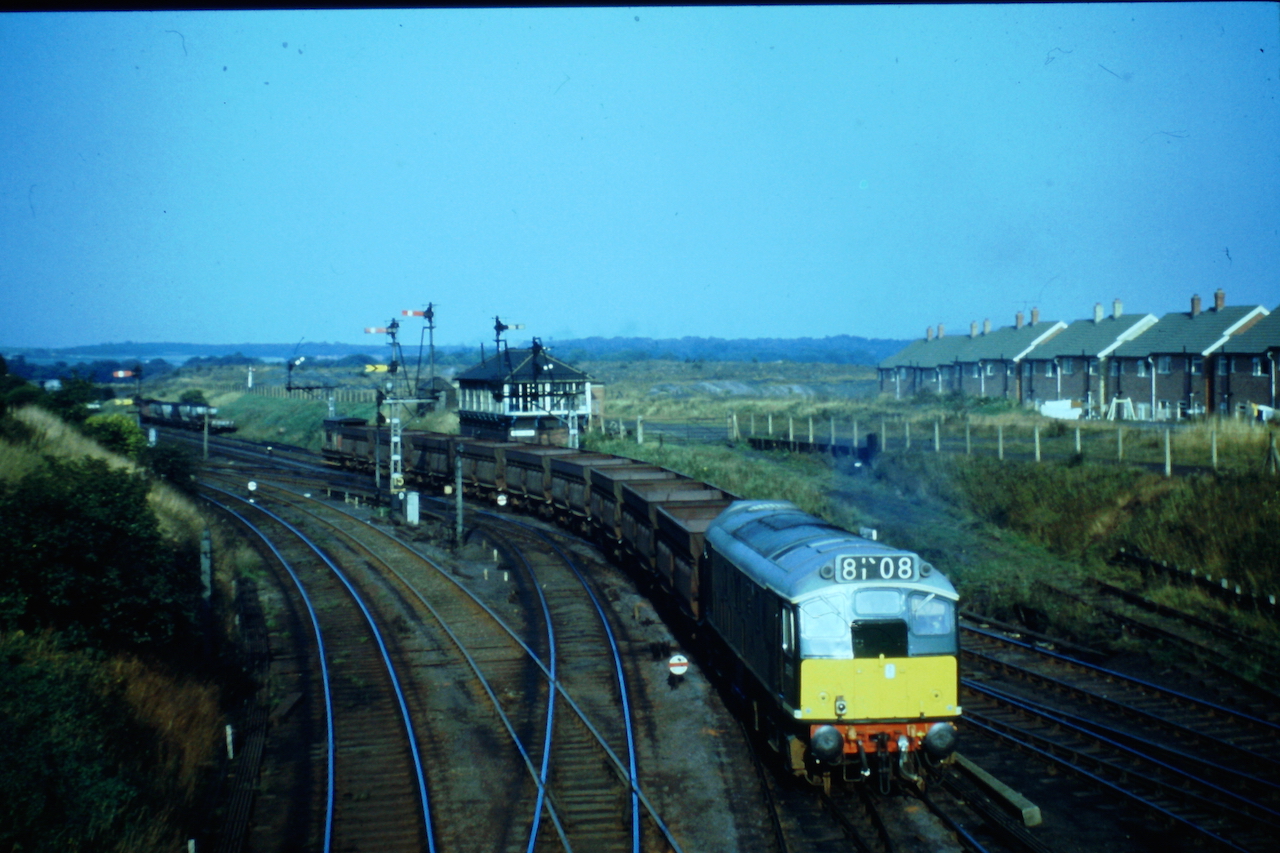 Type 2 (later Class 25) D5179 at South Pelaw Junction in September 1966. The working is unusual for a couple of reasons, firstly the locomotive is a Class 25 rather than the normal Class 24s and there is just the one locomotive, usually the locomotives would be double headed. Photo Author's Collection